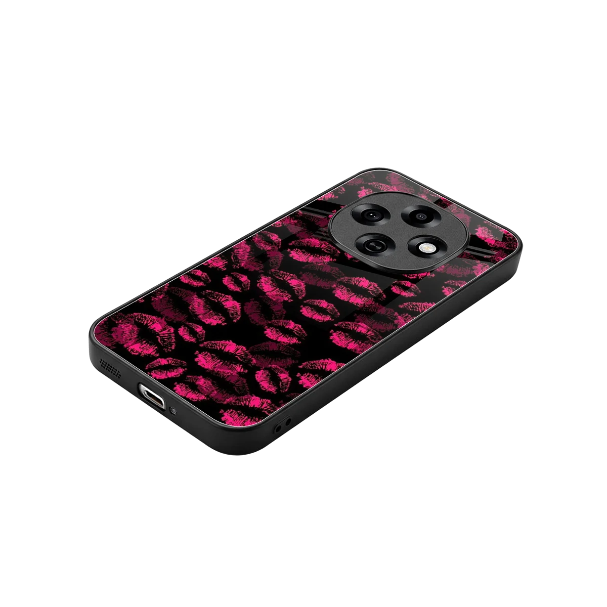 Lip Glam Black stylish phone case for oppo f31 pro 5g | glossy glass and slim fit