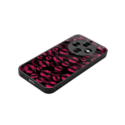 Lip Glam Black stylish phone case for oppo f31 pro 5g | glossy glass and slim fit