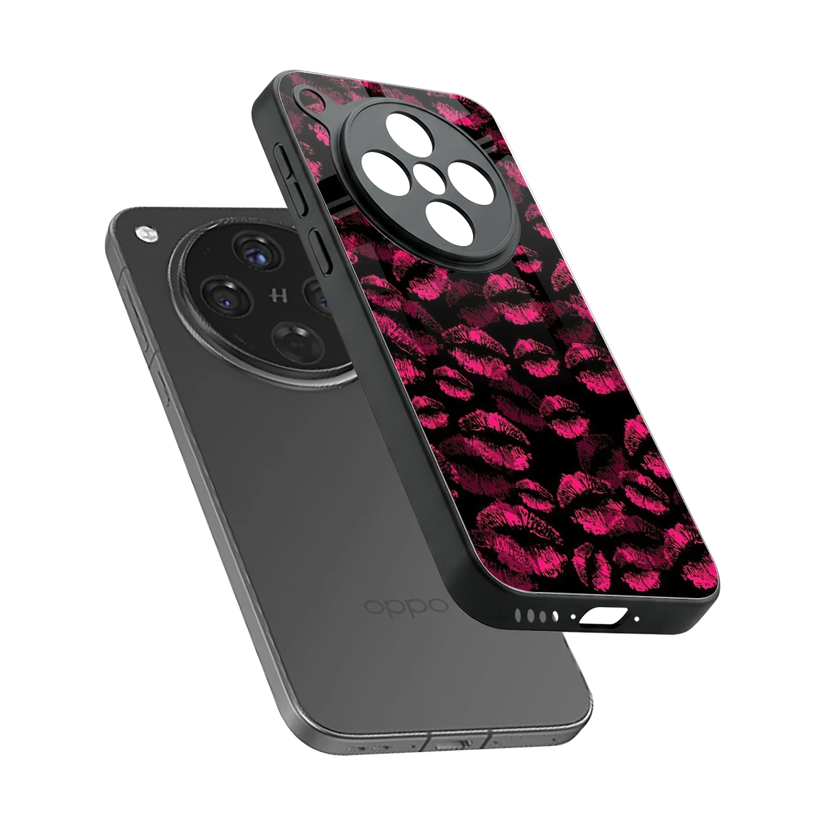 Lip Glam Black sleek oppo find x8 cover with tempered glass back and TPU edges