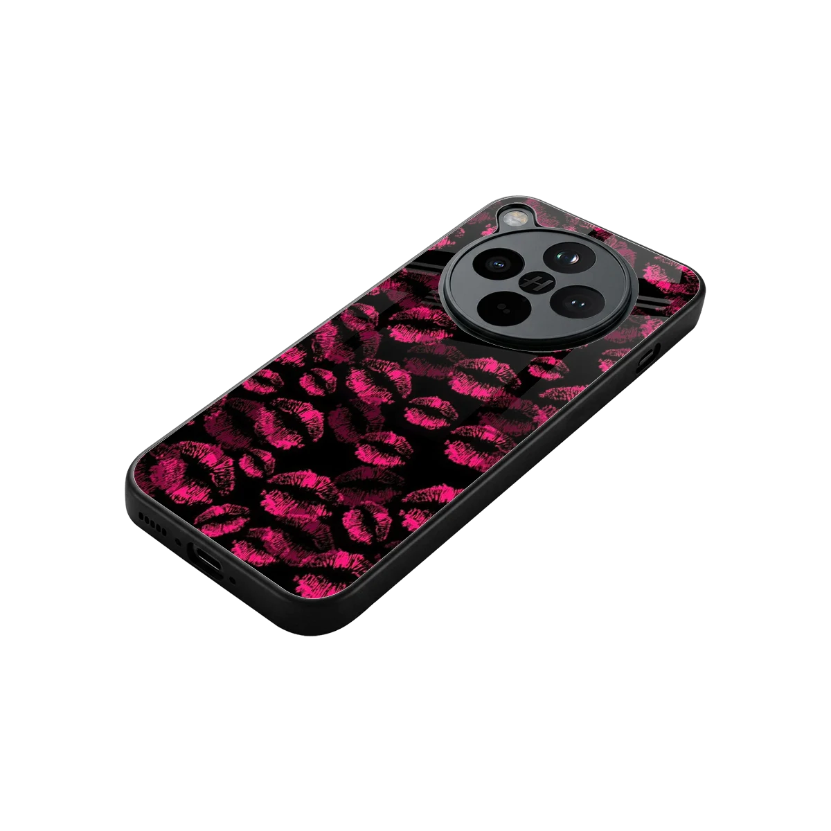 Lip Glam Black stylish phone case for oppo find x8 | glossy glass and slim fit