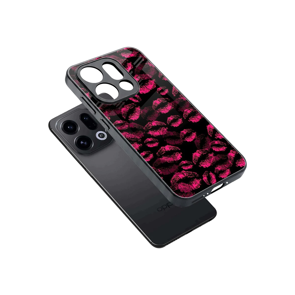 Lip Glam Black sleek oppo find x9 cover with tempered glass back and TPU edges