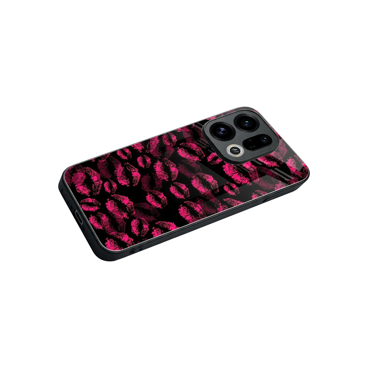 Lip Glam Black stylish phone case for oppo find x9 | glossy glass and slim fit