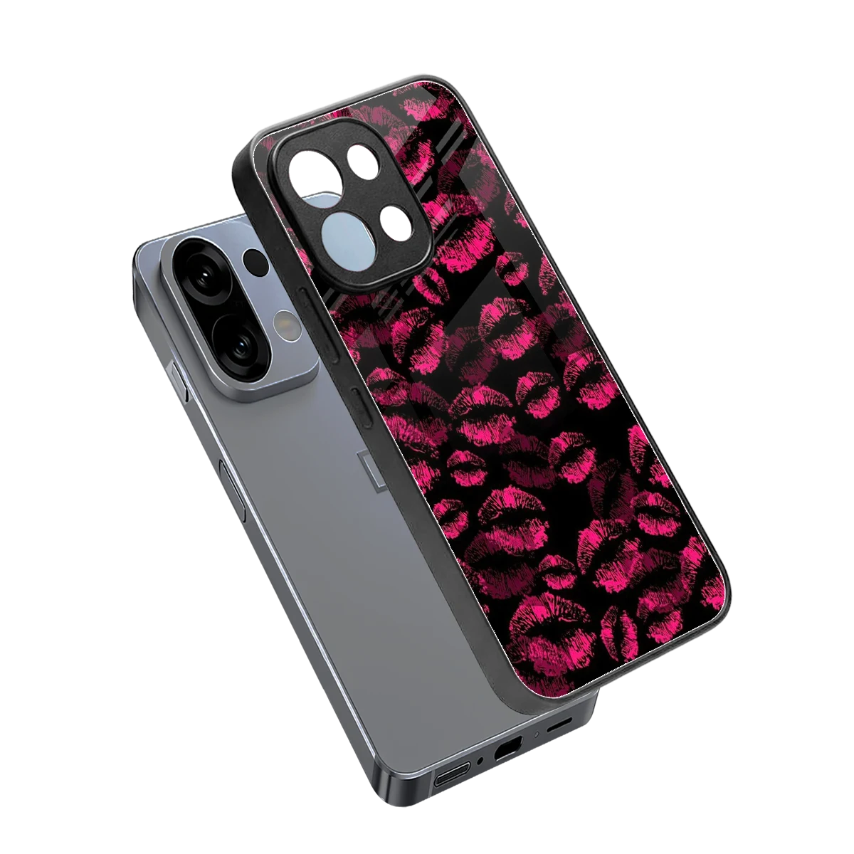 Lip Glam Black sleek oppo k13 5g cover with tempered glass back and TPU edges