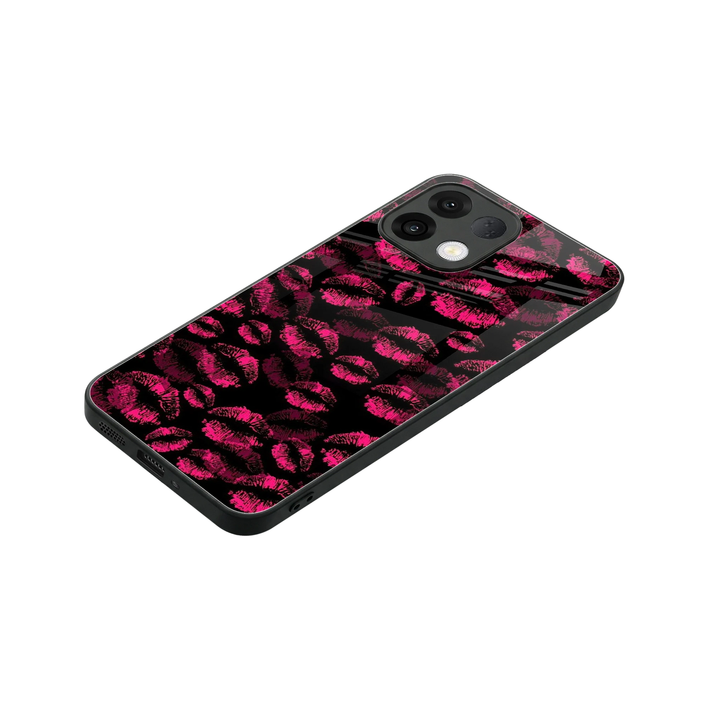 Lip Glam Black stylish phone case for oppo k13 5g | glossy glass and slim fit
