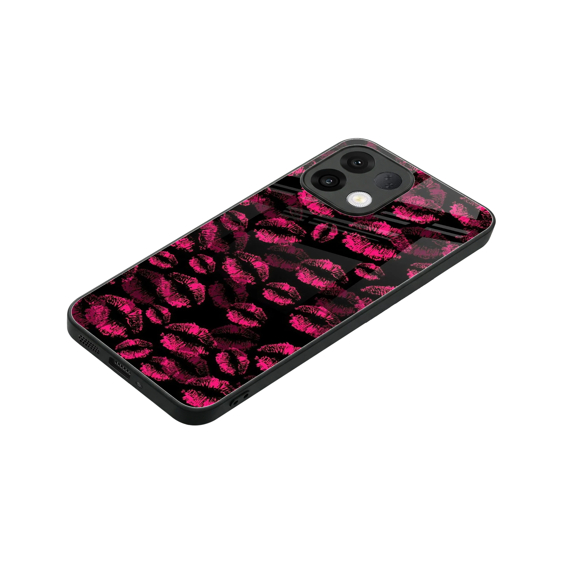 Lip Glam Black stylish phone case for oppo k13 5g | glossy glass and slim fit