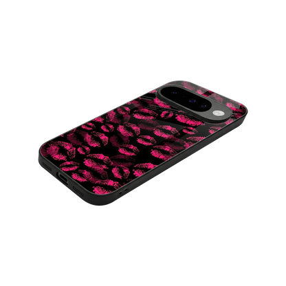 Lip Glam Black stylish phone case for google pixel 10 | glossy glass and slim fit