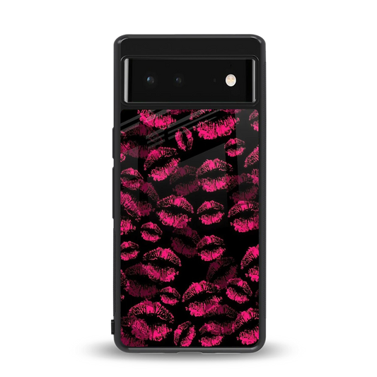 Lip Glam Black back phone cover | glass case for google pixel 6a