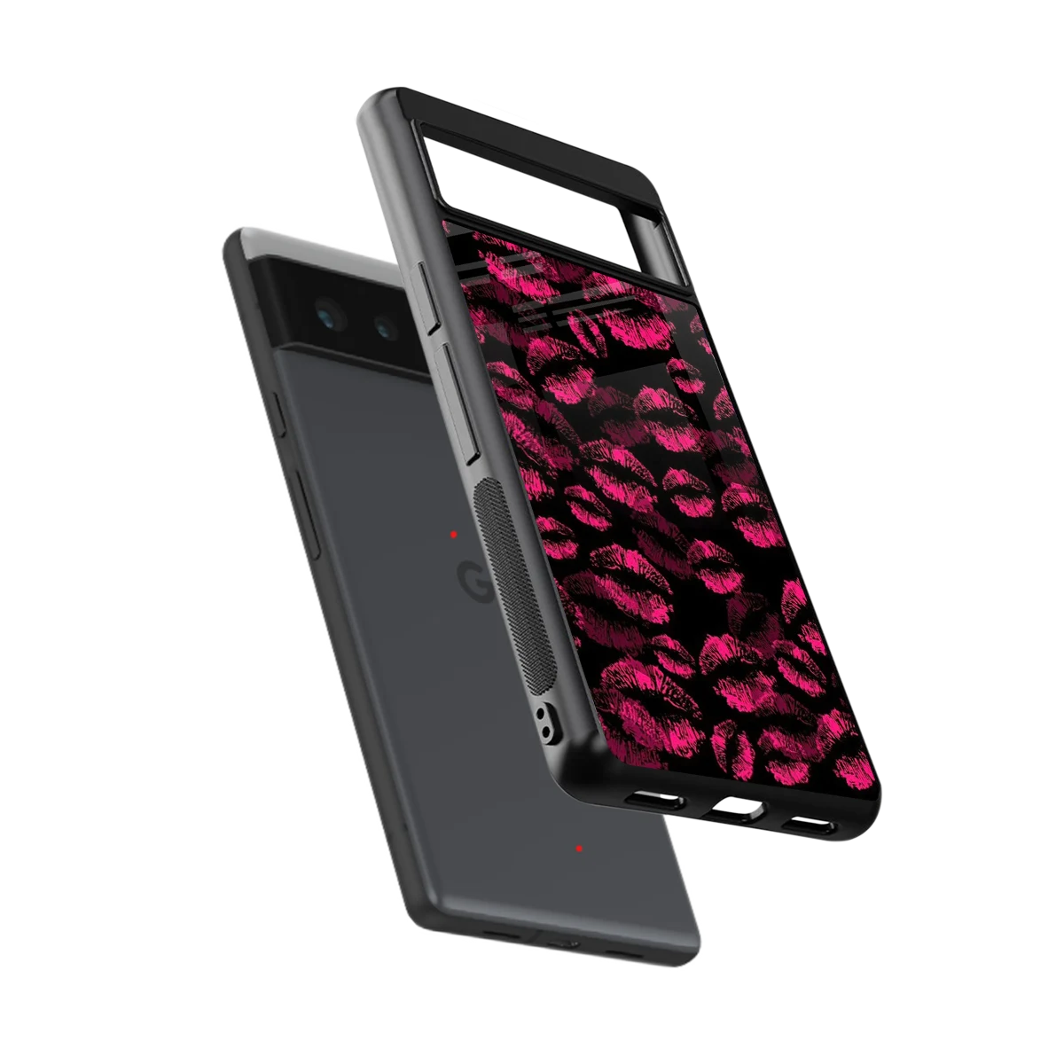 Lip Glam Black sleek google pixel 6 cover with tempered glass back and TPU edges