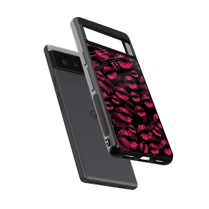 Lip Glam Black sleek google pixel 6 cover with tempered glass back and TPU edges