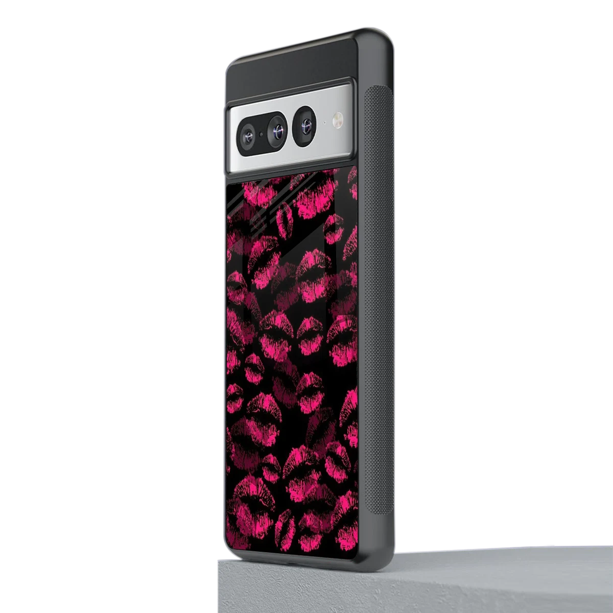 Lip Glam Black stylish phone case for google pixel 7 pro | glossy glass and slim fit