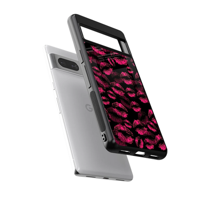 Lip Glam Black sleek google pixel 7 cover with tempered glass back and TPU edges