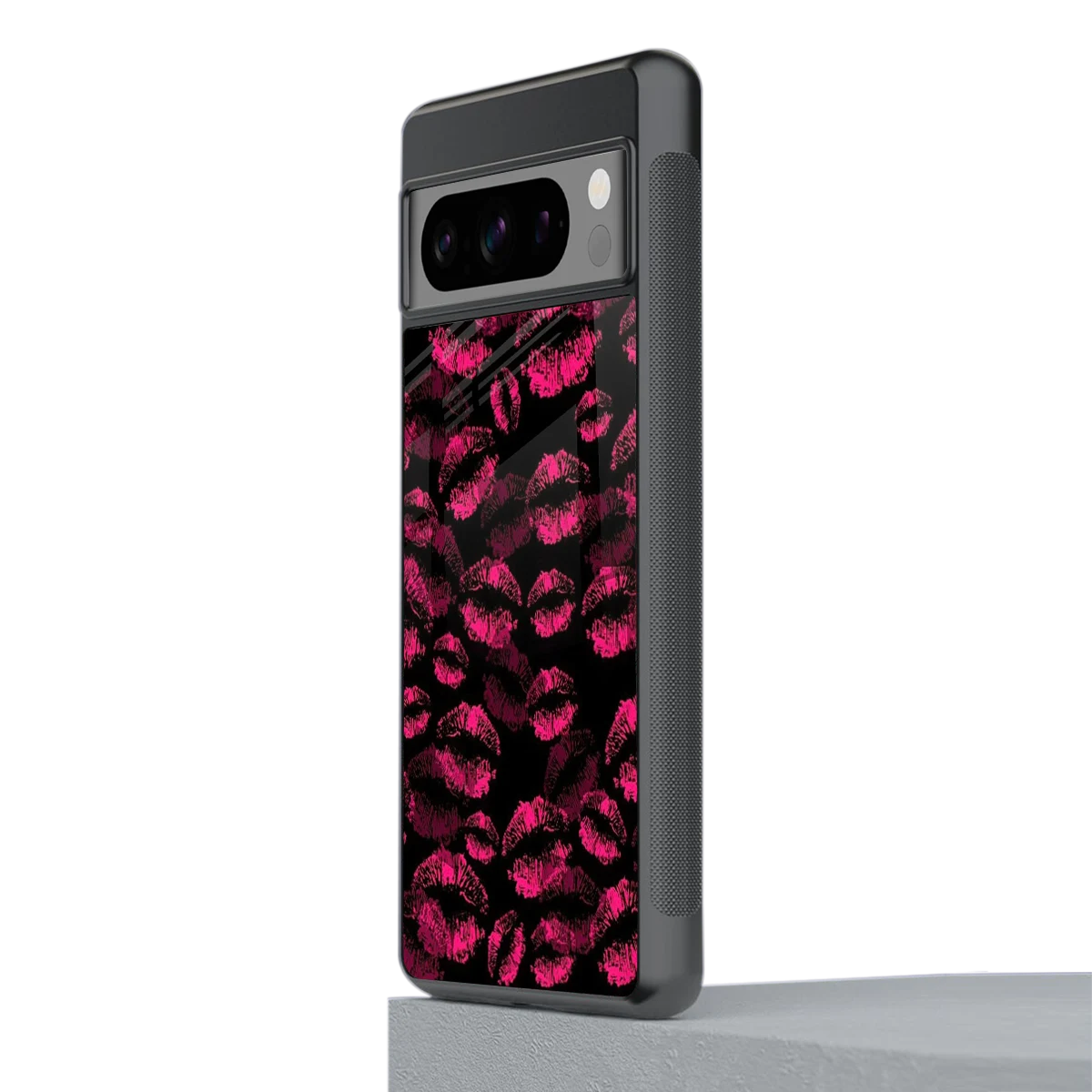 Lip Glam Black stylish phone case for google pixel 8 pro | glossy glass and slim fit