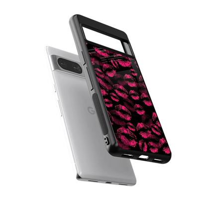 Lip Glam Black sleek google pixel 8 cover with tempered glass back and TPU edges