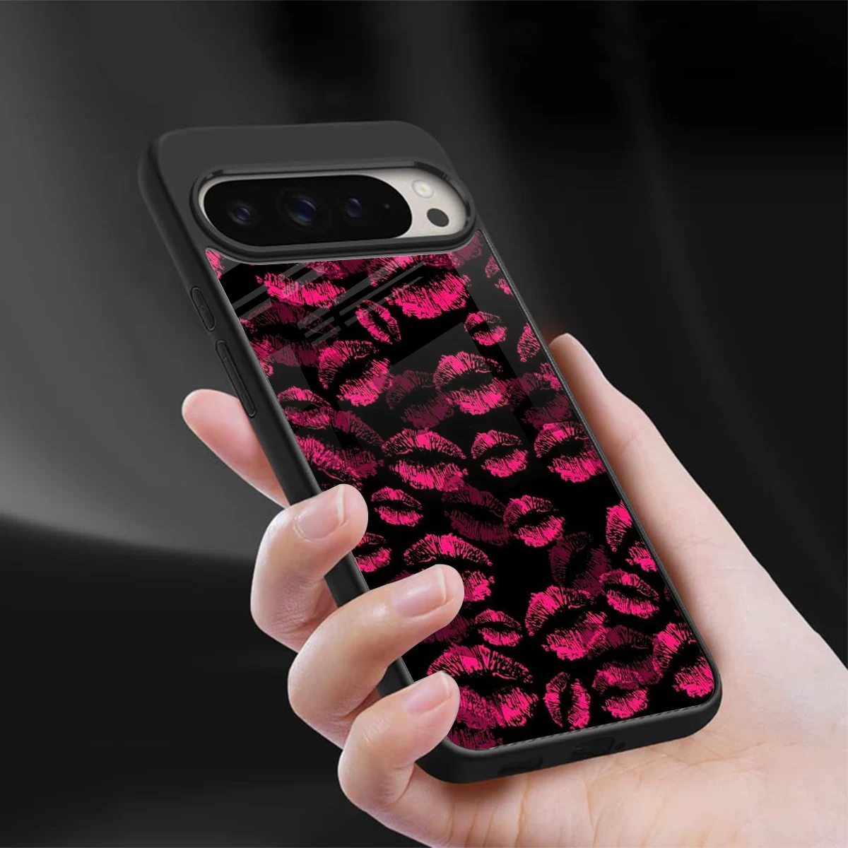 Lip Glam Black sleek google pixel 9 pro xl cover with tempered glass back and TPU edges