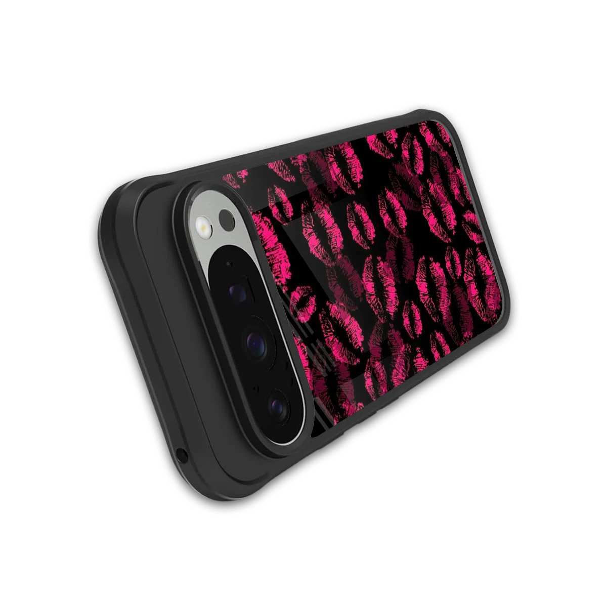 Lip Glam Black stylish phone case for google pixel 9 pro | glossy glass and slim fit