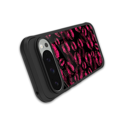 Lip Glam Black stylish phone case for google pixel 9 pro | glossy glass and slim fit