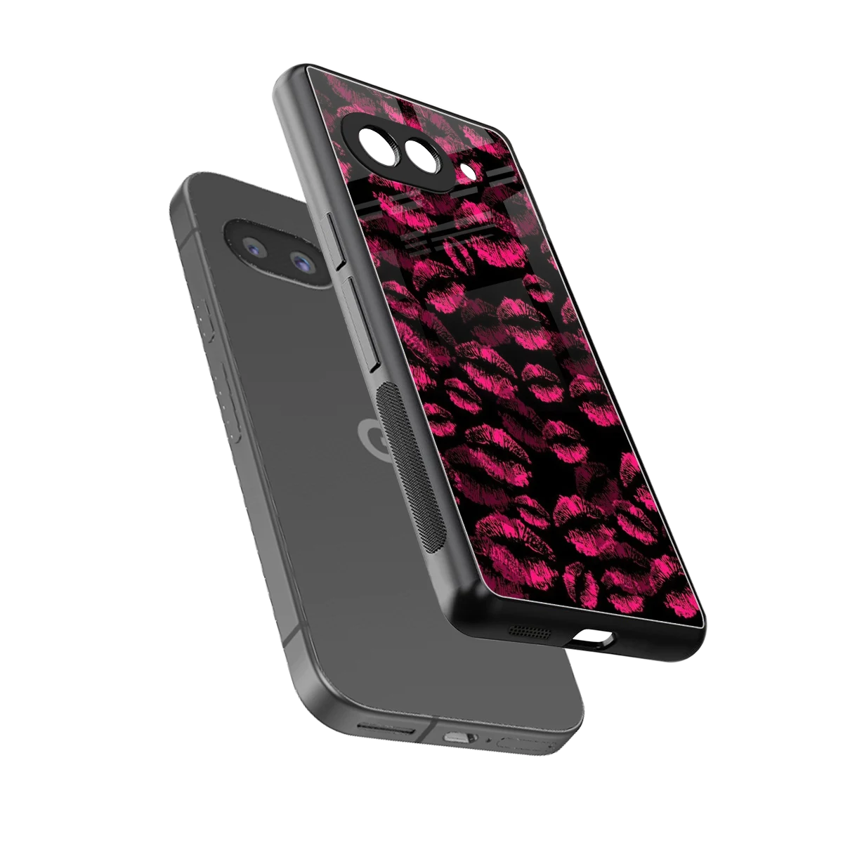 Lip Glam Black sleek google pixel 9a cover with tempered glass back and TPU edges