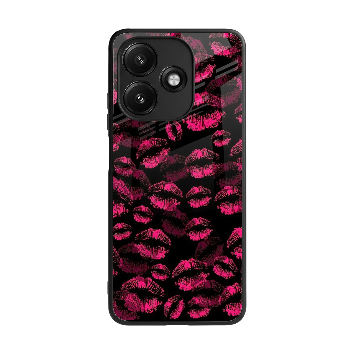 Lip Glam Black back phone cover | glass case for redmi 12 5g