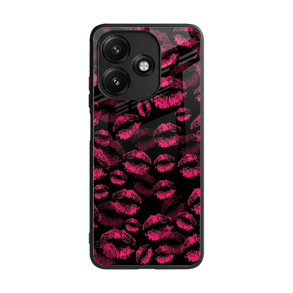 Lip Glam Black back phone cover | glass case for redmi 12 5g