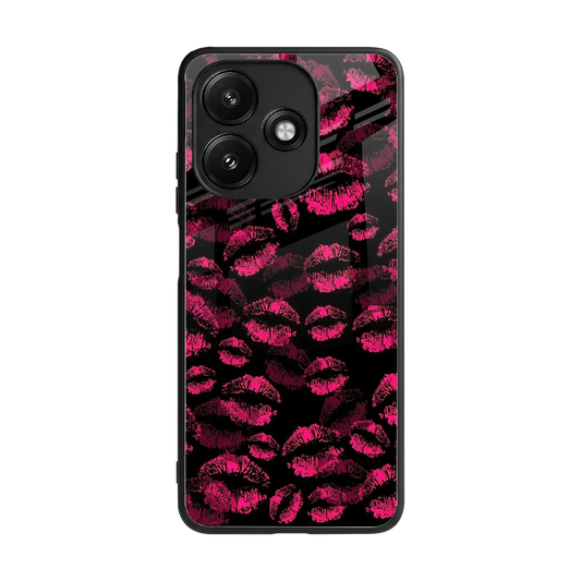 Lip Glam Black back phone cover | glass case for redmi 12 5g