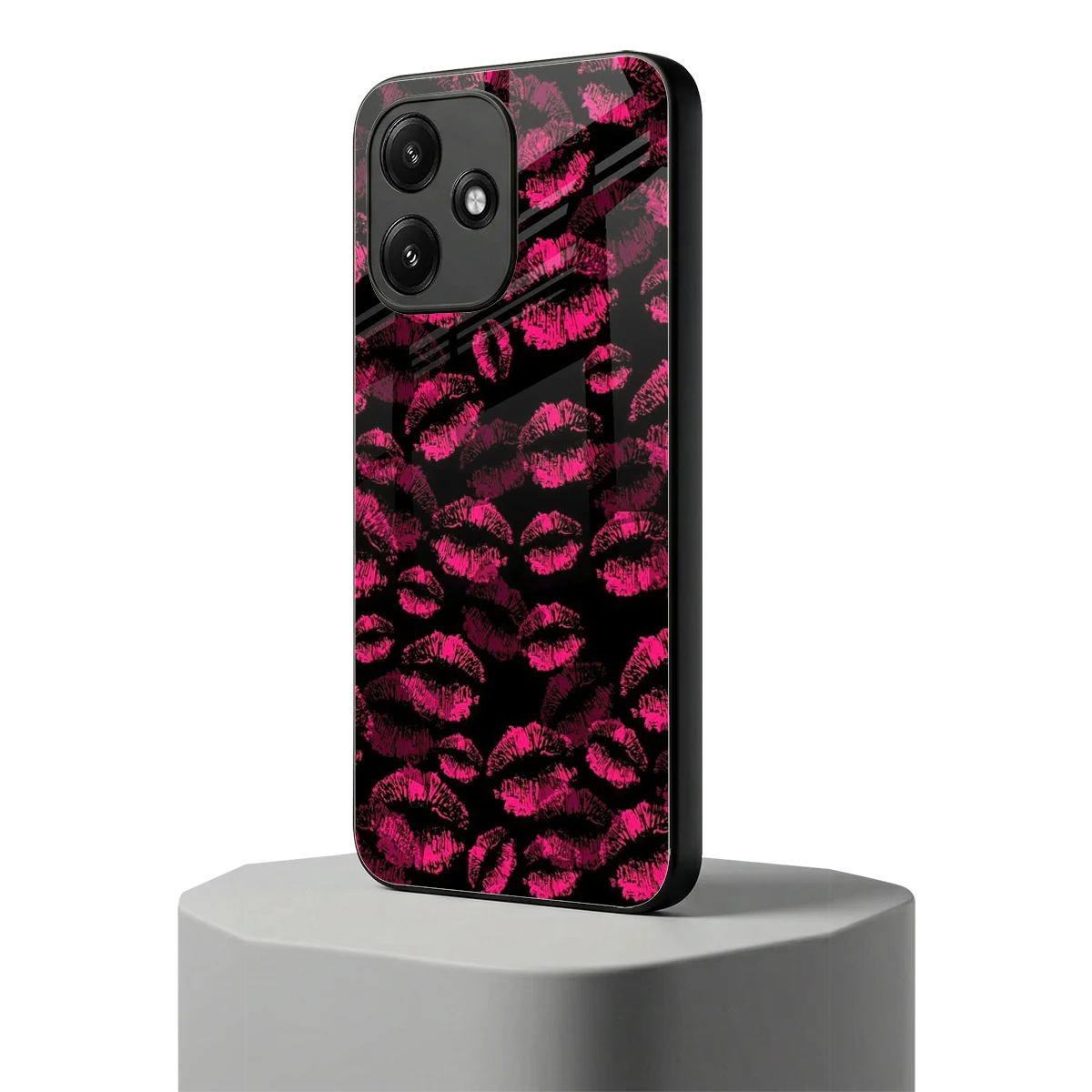 Lip Glam Black redmi 12 5g mobile cover | shockproof glass phone case