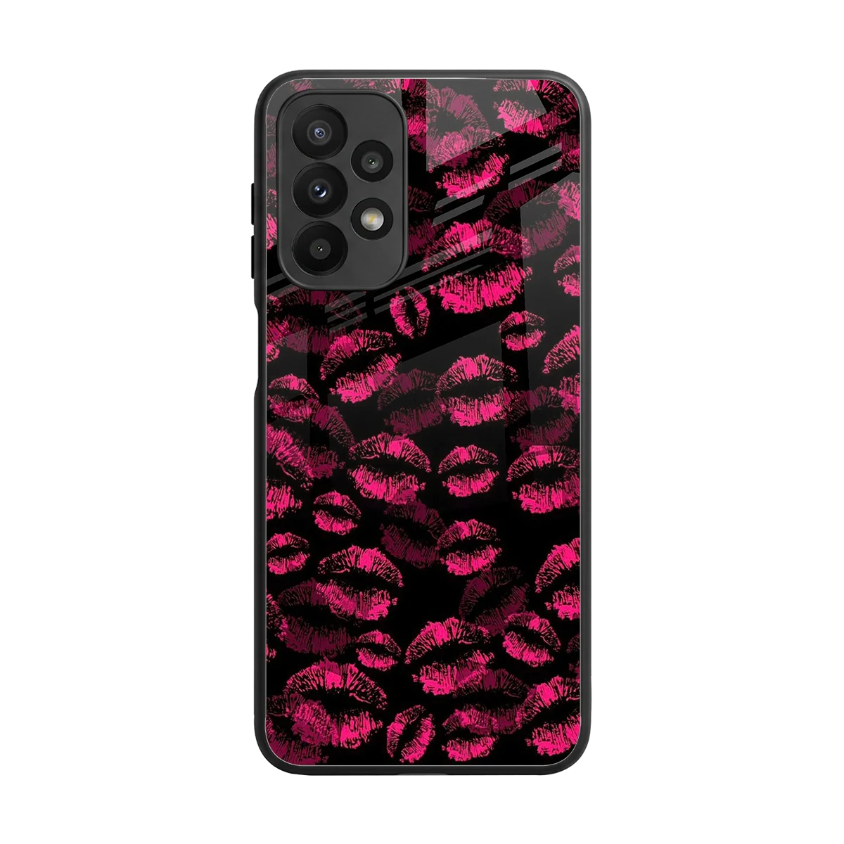 Lip Glam Black back phone cover | glass case for samsung galaxy a23