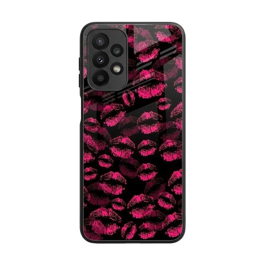 Lip Glam Black back phone cover | glass case for samsung galaxy a23
