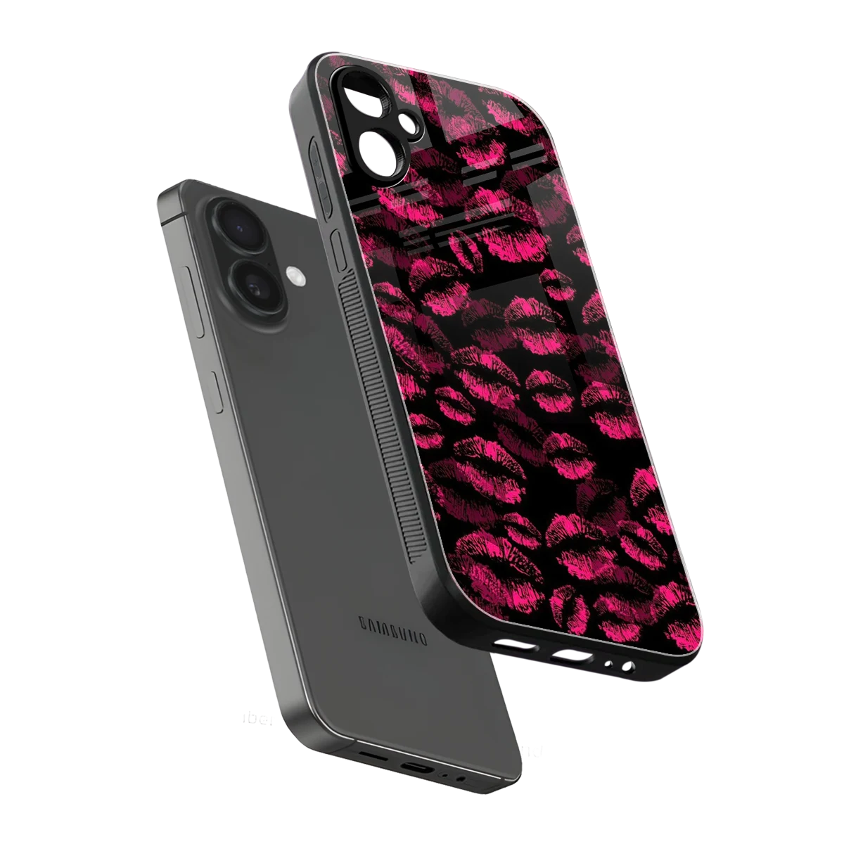 Lip Glam Black sleek samsung galaxy a06 5g cover with tempered glass back and TPU edges
