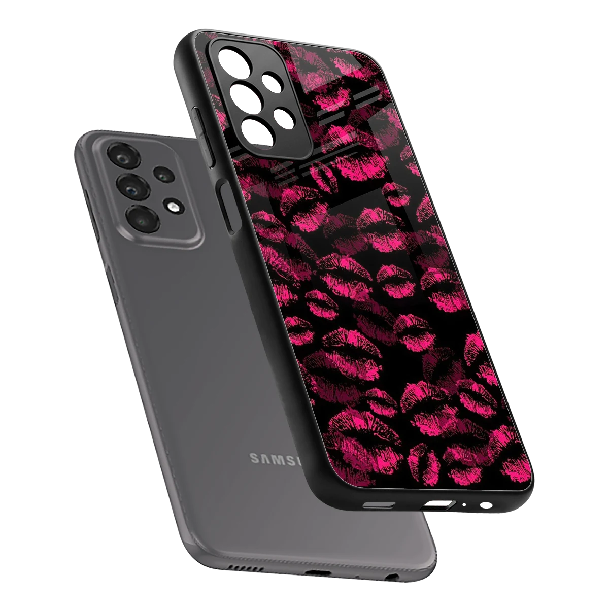 Lip Glam Black sleek samsung galaxy a23 cover with tempered glass back and TPU edges