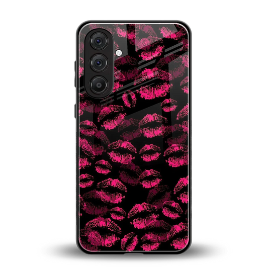 Lip Glam Black back phone cover | glass case for samsung galaxy m36 5g