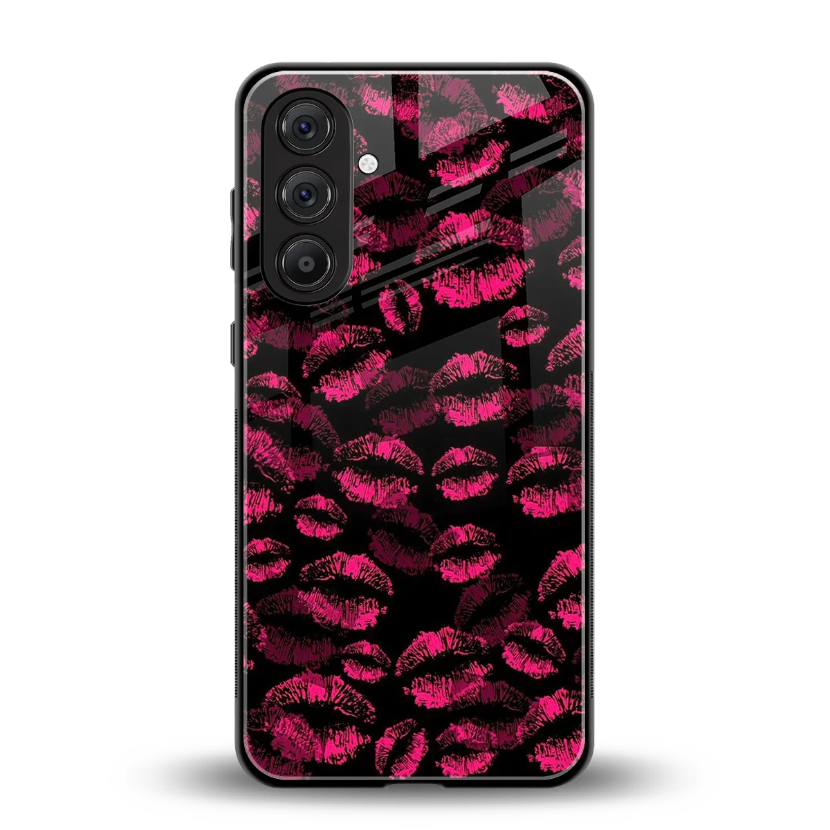 Lip Glam Black back phone cover | glass case for samsung galaxy a55 5g