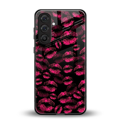 Lip Glam Black back phone cover | glass case for samsung galaxy a55 5g