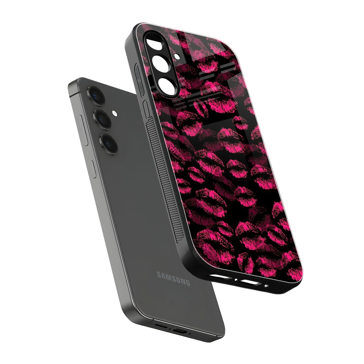 Lip Glam Black sleek samsung galaxy a55 5g cover with tempered glass back and TPU edges