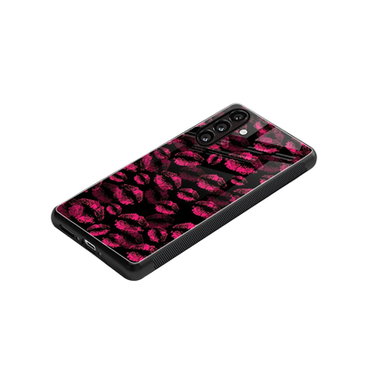 Lip Glam Black stylish phone case for samsung galaxy a55 5g | glossy glass and slim fit