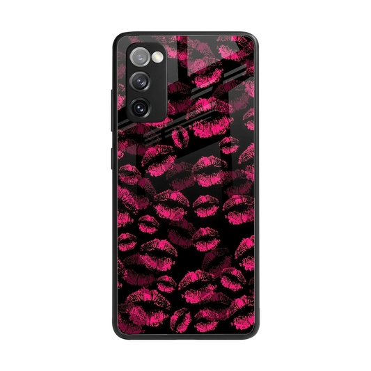 Lip Glam Black back phone cover | glass case for samsung galaxy s20 fe