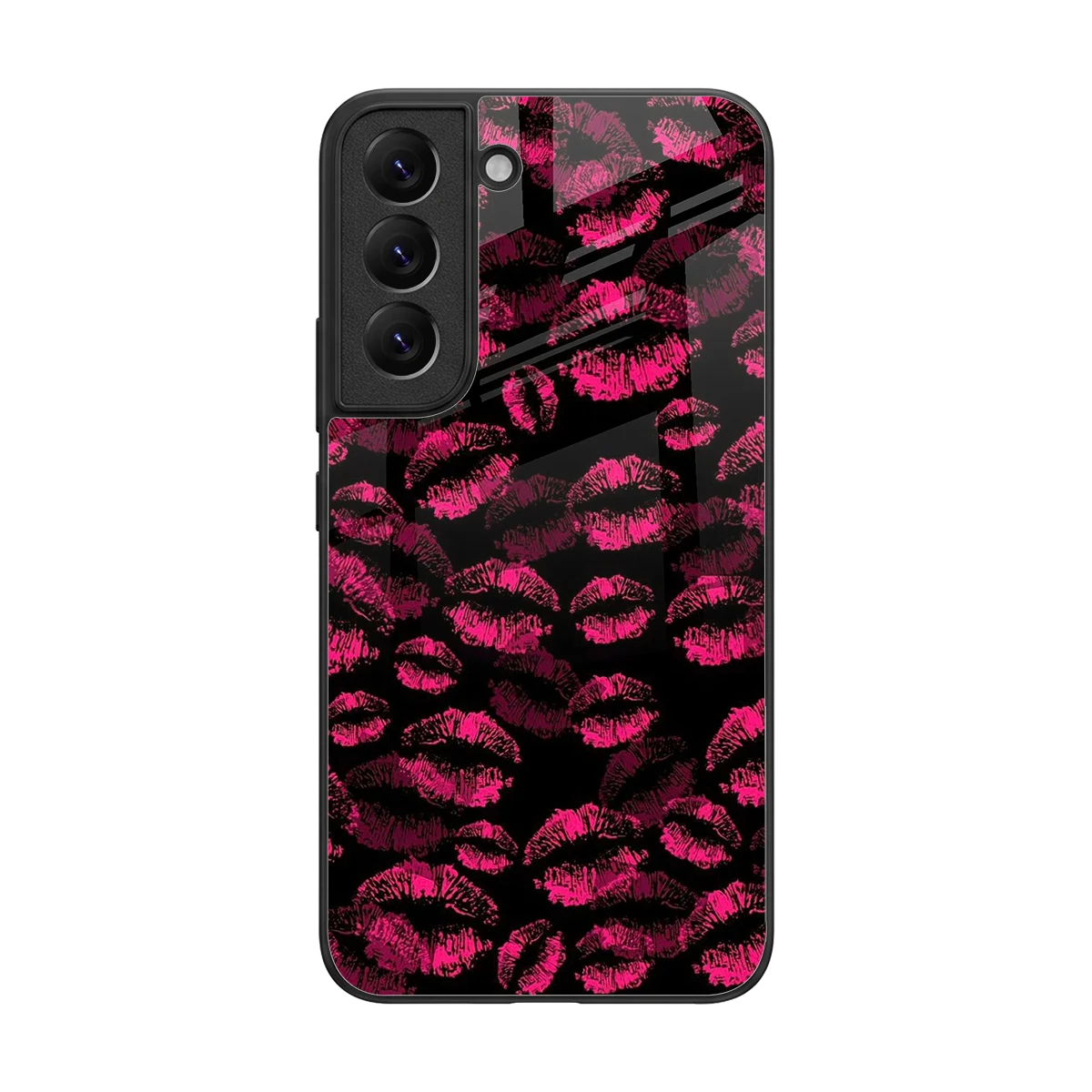 Lip Glam Black back phone cover | glass case for samsung galaxy s22