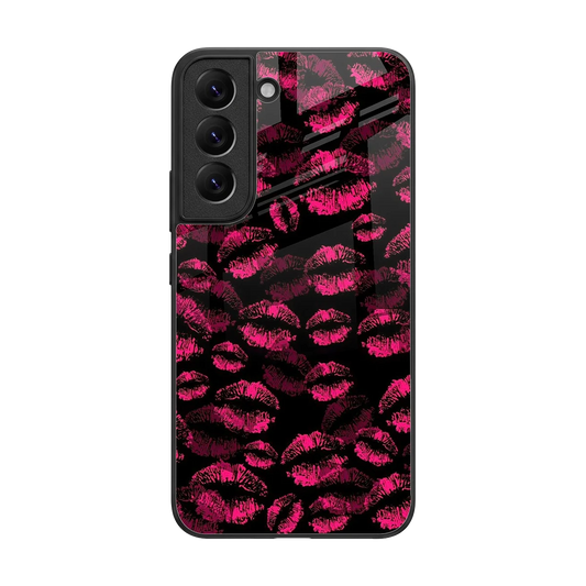 Lip Glam Black back phone cover | glass case for samsung galaxy s22