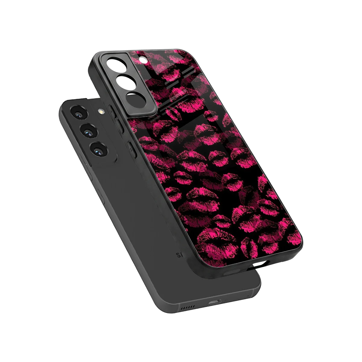 Lip Glam Black sleek samsung galaxy s22 cover with tempered glass back and TPU edges