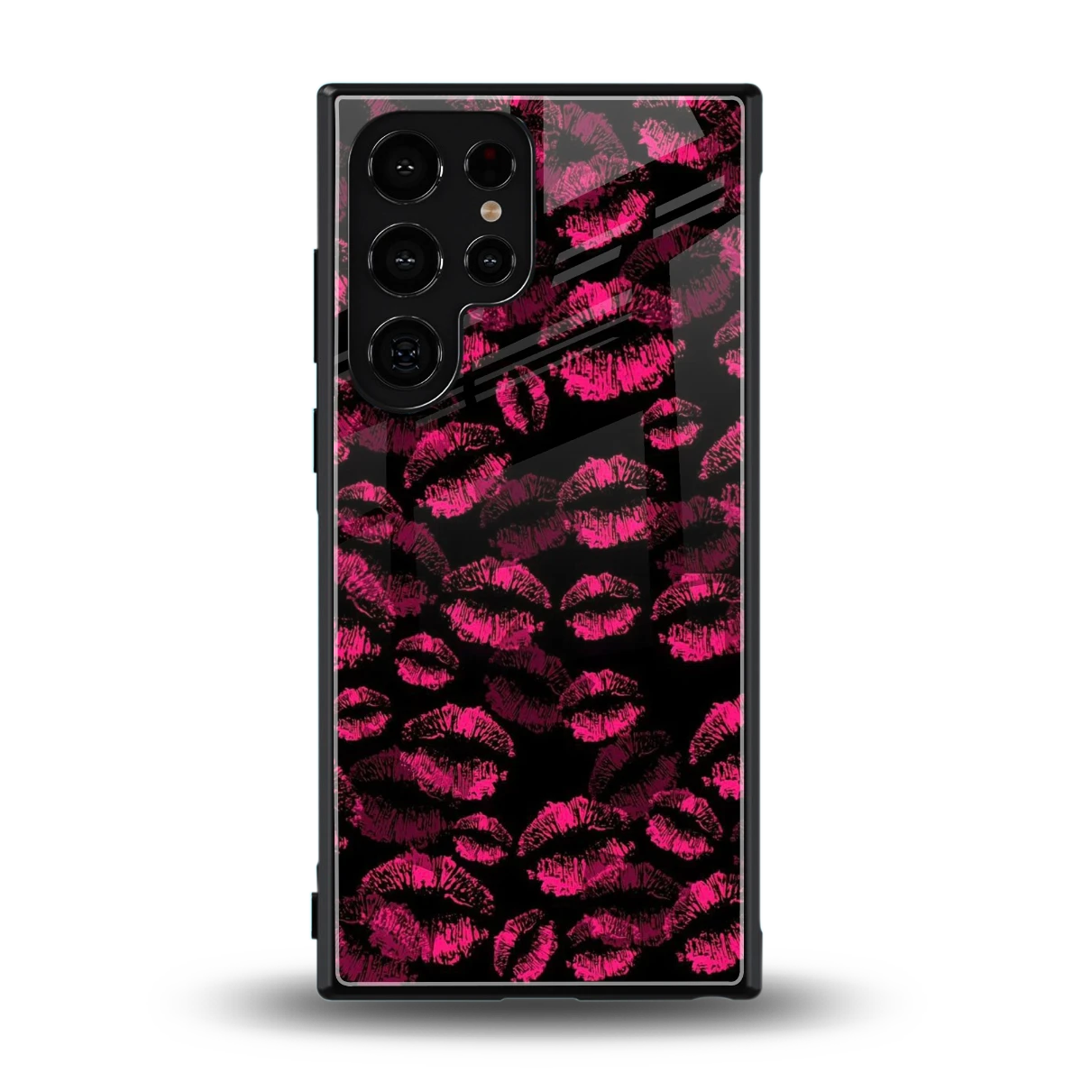 Lip Glam Black back phone cover | glass case for samsung galaxy s23 ultra