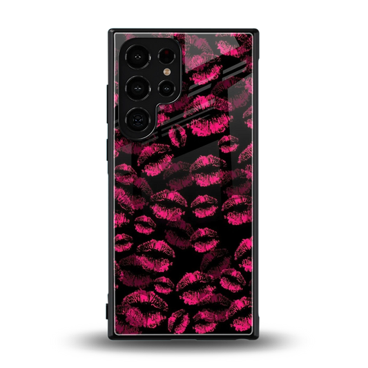 Lip Glam Black back phone cover | glass case for samsung galaxy s23 ultra