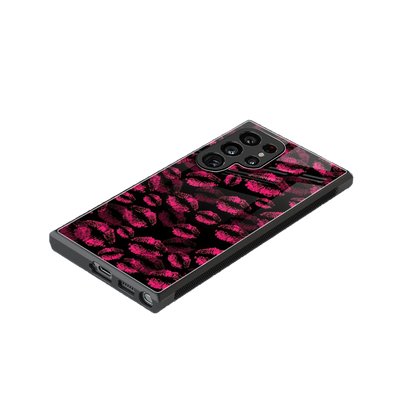 Lip Glam Black stylish phone case for samsung galaxy s23 ultra | glossy glass and slim fit