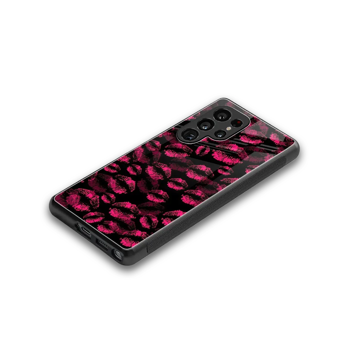 Lip Glam Black stylish phone case for samsung galaxy s25 ultra | glossy glass and slim fit