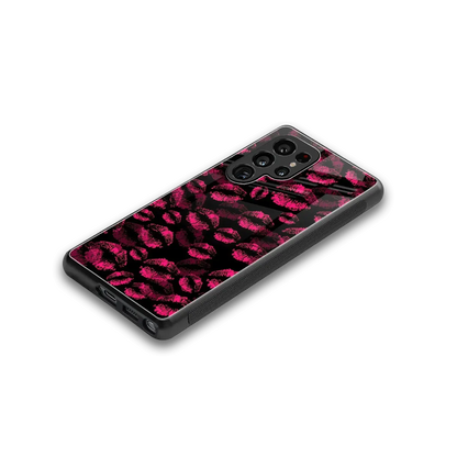 Lip Glam Black stylish phone case for samsung galaxy s25 ultra | glossy glass and slim fit