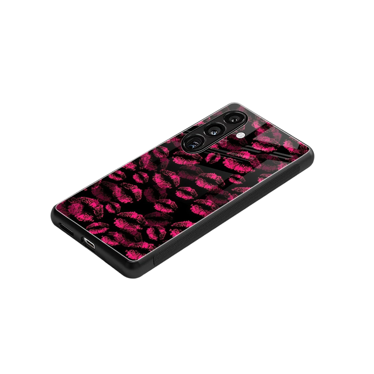 Lip Glam Black stylish phone case for samsung galaxy s24 | glossy glass and slim fit