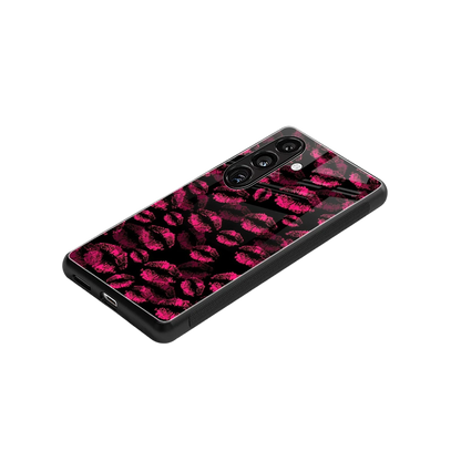 Lip Glam Black stylish phone case for samsung galaxy s24 | glossy glass and slim fit