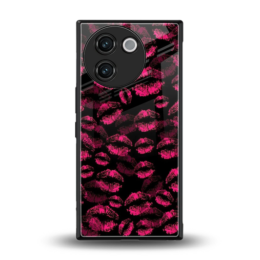 Lip Glam Black back phone cover | glass case for vivo v30e