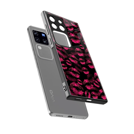Lip Glam Black sleekvivo v30 pro cover with tempered glass back and TPU edges