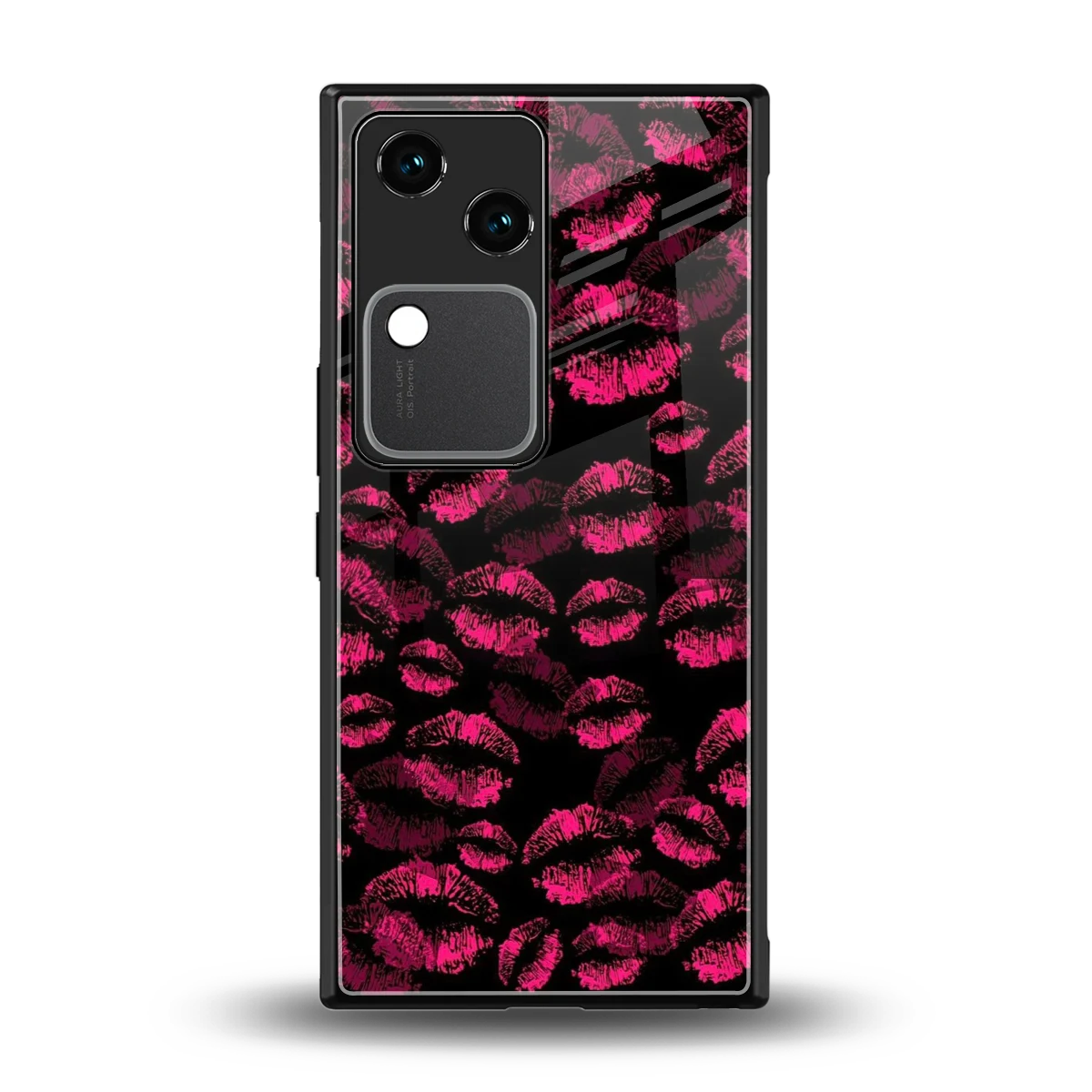 Lip Glam Black back phone cover | glass case for vivo v30