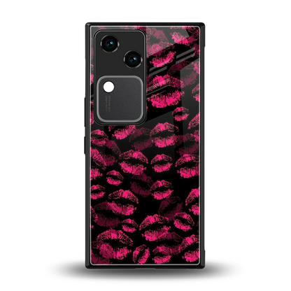 Lip Glam Black back phone cover | glass case for vivo v30