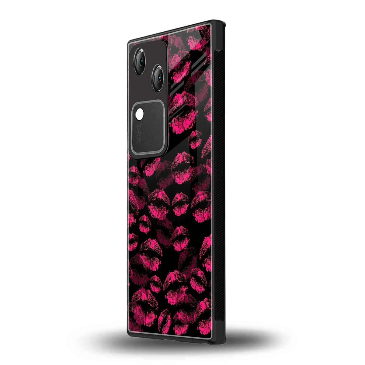 Lip Glam Black vivo v30 mobile cover | shockproof glass phone case